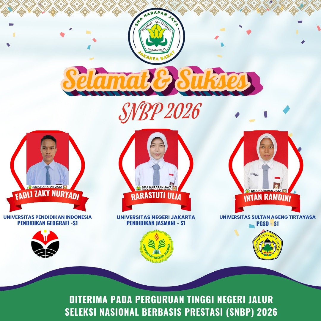 Selamat & Sukses Siswa SMA Harapan Jaya yang Lolos ke Perguruan Tinggi SNBP 2026